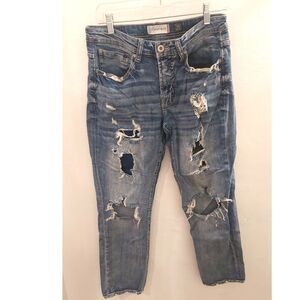 Departwest Distressed Jeans Mens 32S Slim Fit Ripped Denim Medium Streetwear